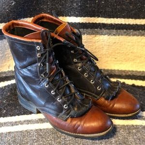 Vintage lace-up western boots